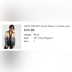 ASOS DESIGN skinny blazer in ombre satin